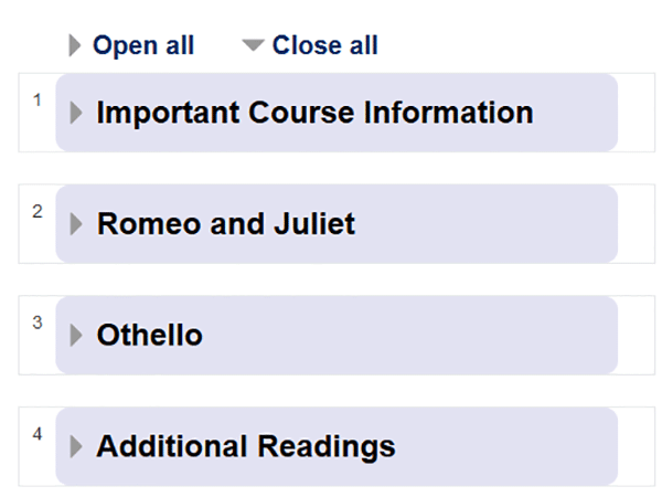 Moodle Collapsed Topics Format